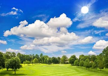 Golf course and blue sunny sky. green field landscape. Golf course and blue  sunn , #AFF, #sunny, #sky, #Golf, #blue, #lands | Green fields, Landscape, Golf  courses